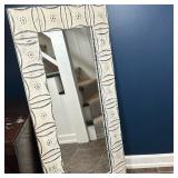 Distressed White Floor Mirror | Floor mirror with a white distressed frame crafted from painted and 