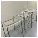 (3pc) Clear Acrylic Counter Stools | Minimalist bar stools crafted from a single piece of crystal-cl