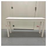 Distressed White Console Table | Distressed console table crafted from wood and finished in white pa