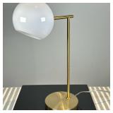USB Table Lamp with Milk Glass Shade (2/2) | West Elm USB Table Lamp with an antique brass metal bas