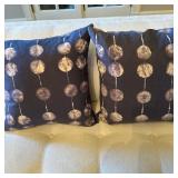 (2pc) Throw Pillows - Navy with Pattern | Throw pillows in dark blue/navy fabric with a faded, moon-