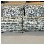 (4pc) Throw Pillows - Blue & White Patterns | Set of four throw pillows, including two square with s