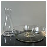 (3pc) Clear Glass Serving Ware | Clear glass serving ware including: Clear glass carafe with a narro