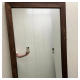 Dark Finish Wooden Floor Mirror | Oversized floor mirror with a dark-finished wooden frame, perfect 