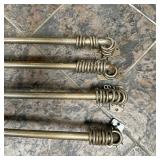 (4pc) Brushed Metal Curtain Rods | Set of four brushed metal curtain rods with finial or detailed en