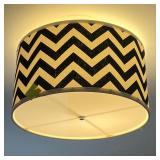 Black & White Chevron Light Fixture | Ceiling mount light fixture with a black and white chevron-pat