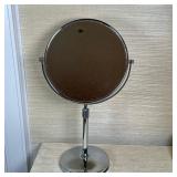 Modern Style Vanity Mirror | Modern style round tabletop swivel vanity mirror in nickel finish. - h.
