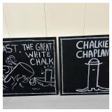(2pc) Painted Chalk Art - "Chalkie Chaplan" | Original painted chalk art, including: "Avast, The Gre