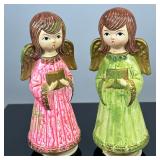 (2pc) Ceramic Angel Figurines | Pair of vintage ceramic figurines, featuring angels seemingly singin