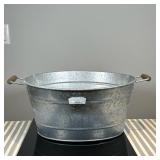 Galvanized Metal Beverage Tub | Galvanized metal beverage tub with handles and bottle opener. - h. 9