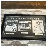 Framed "NY Giants Greats" Memorabilia | Framed "NY GIANTS GREATS" memorabilia featuring images and s