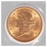 1899-P US $20 GOLD COIN | 1899 American Liberty Head Double Eagle twenty dollar gold coin in protect