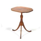 18TH CENTURY AMERICAN TIGER MAPLE TILT TOP CANDLE STAND OR TEA TABLE | highly figured tiger maple sh