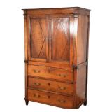 ANTIQUE FRENCH DIRECTOIRE STYLE ARMOIRE | Having double doors over three full-width drawers h. 67 x 
