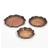 (3pc) TIFFANY STUDIOS BRONZE NESTING TRAYS | Each marked "Tiffany Studios, New York, 1719" dia. 5 in