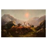 ARTHUR FITZWILLIAM TAIT (1819-1905) | Stag and doe before sunset Oil on canvas h 30 x w. 50 in. Stre