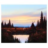 GENE SPECK (B. 1937) OIL PAINTING | Forest Land Sunset Oil on board 7.75 x 9.75 in sight Signed & da