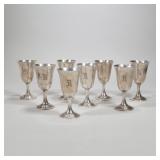 (8pc) FISHER STERLING SILVER GOBLETS | Monogrammed "R", stamped "Fisher Sterling 62" on bottom; all 