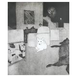 FRITZ SCHOLDER (AMERICAN, 1937-2005) ETCHING & AQUATINT | dogs lounging H. 32.25 x w. 24.75 sight si