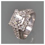 2.04 CT SQUARE BRILLIANT DIAMOND & PLATINUM ENGAGEMENT RING | Designed as a central 2.04 carat Recta