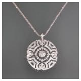 DIAMOND & 18K WHITE GOLD OPENWORK ENHANCER BROOCH | An openwork 18k white gold enhancer pendant/pin 