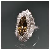 FANCY COGNAC BROWNISH YELLOW MARQUISE-CUT DIAMOND & PLATINUM RING / PENDANT | Convertible ring/penda