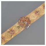 ITALIAN 18K GOLD CONVERTIBLE BROOCH BRACELET | Floral motif 18k yellow gold bracelet designed with f