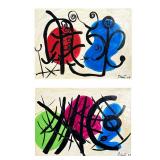 (2pc) PETER ROBERT KEIL (GERMAN, B. 1942) STUDIO MIRO | In the style of Joan Miro, two abstract pain