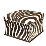 BESPOKE ZEBRA UPHOLSTERED OTTOMAN (3 OF 3) | large box-form ottoman overupholstered on all sides wit