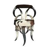 HORN & HIDE COVERED "TEXAS LONGHORN" CHAIR | Seat height:19 in h. 33 x w. 18 x d. 20 in.