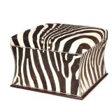 BESPOKE ZEBRA UPHOLSTERED OTTOMAN (2 OF 3) | large box-form ottoman overupholstered on all sides wit