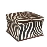 BESPOKE ZEBRA UPHOLSTERED OTTOMAN (1 OF 3) | large box-form ottoman overupholstered on all sides wit