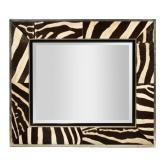 ZEBRA HIDE MIRROR | Zebra hide bordered mirror in heavy frame with French cleat mount; Mirror dims: 