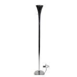 MID CENTURY FLOOR LAMP, PROBABLY LAUREL LAMP CO | .Mid century polished aluminum trumpet-form floor 