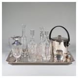 (7pc) RALPH LAUREN & BACCARAT LUXURY HOME BAR SET | Includes Large Ralph Lauren Silver plate Serving
