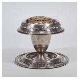 (2pc) STERLING SILVER INCENSE BURNER | Comprising lined urn outward turned edge on a conforming lowe