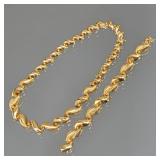 (2pc) 18K GOLD ITALIAN CONTOUR LINK DEMI PARURE | Comprising a necklace (17 in., 97.5g), and a brace