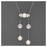 ANTIQUE ART DECO DIAMOND & NATURAL PEARL NECKLACE | C. 1900-1920, probably J.E. Caldwell, Philadelph