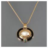 REVERSE INTAGLIO & ENAMEL 14K GOLD PENDANT NECKLACE | A reversible gold and enamel pendant (approx. 