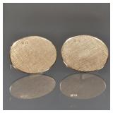 14K GOLD CUFFLINKS WITH MONOGRAM | A pair of oval, matte yellow gold cuff links, with small 