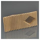 14K GOLD MESH MONEY CLIP | Designed with mesh and open work yellow gold, with fineness mark to back;
