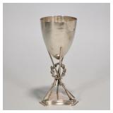 EARLY ENGLISH STERLING CROSSED RIFLES HUNTING TROPHY | Designed as a tapering goblet form vessel rai