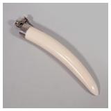 935 STERLING WALRUS TUSK GERMAN CIGAR CUTTER | Marked 935s to top Makers mark of Pfeilring Solingen 