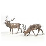 PAIR ASPREY STERLING SILVER STAG FIGURES, LONDON | Fully hallmarked Asprey London 1999 Sterling silv