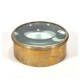 LARGE VICTORIAN BRASS NAUTICAL CHART MAGNIFIER | Encased in Heavy Brass with a Domed Glass Lens h. 4