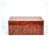 DUNHILL FRENCH BURLWOOD HUMIDOR | Polished beautiful burlwood finish, top with line inlay h. 6 x w. 