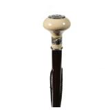 ANTIQUE ITALIAN STERLING SILVER & CARVED BONE WALKING STICK | Italian Silver Hallmarks for Florence 