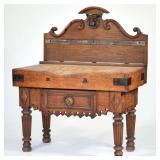 ANTIQUE CARVED WOOD BUTCHER