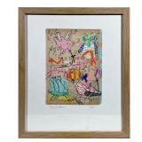Mixed Media Colorful Whimsical Framed Art