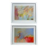 (2pc) Contemporary Abstract Complimentary Paintings